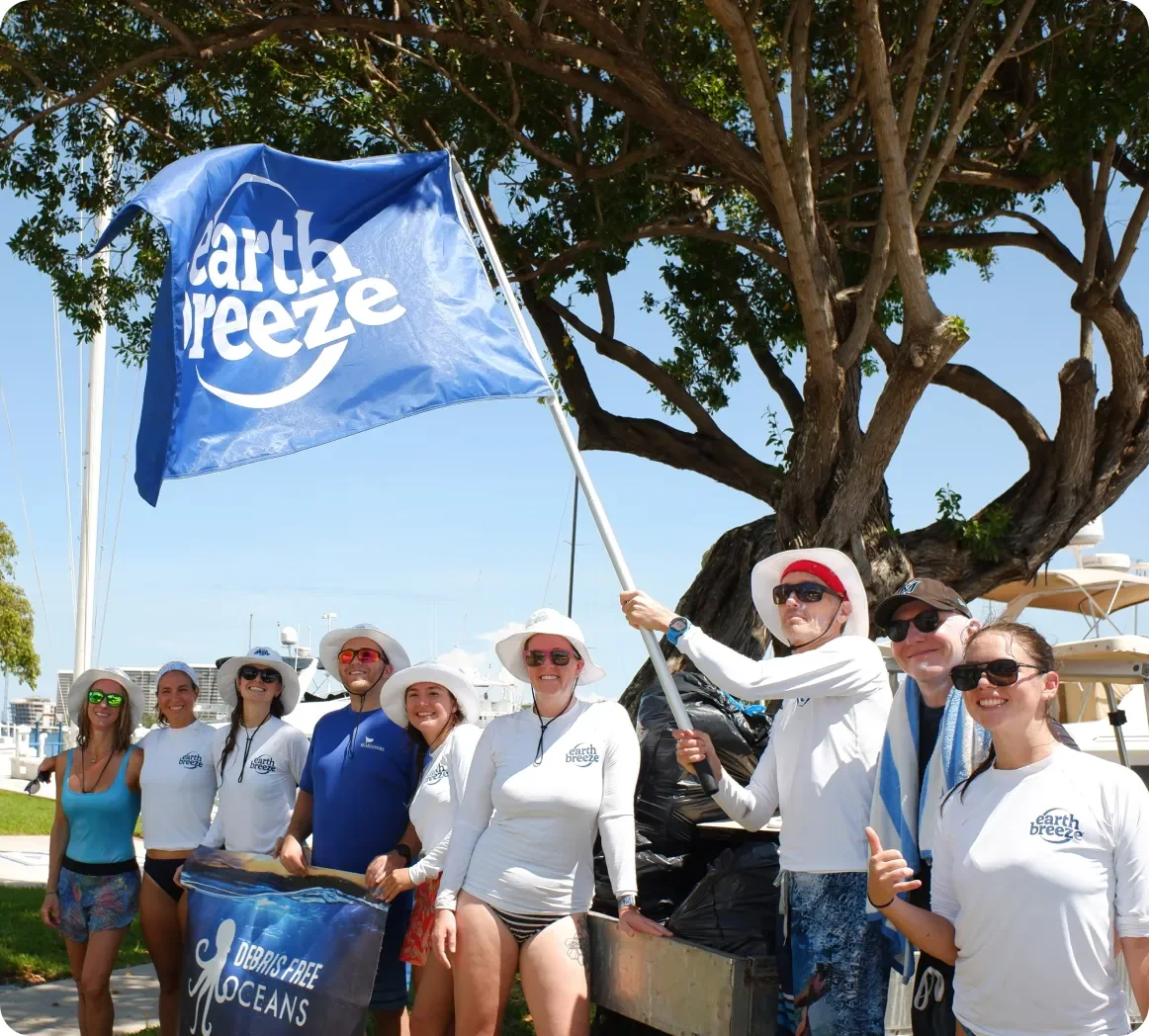 The Earth Breeze team at a beach cleanup