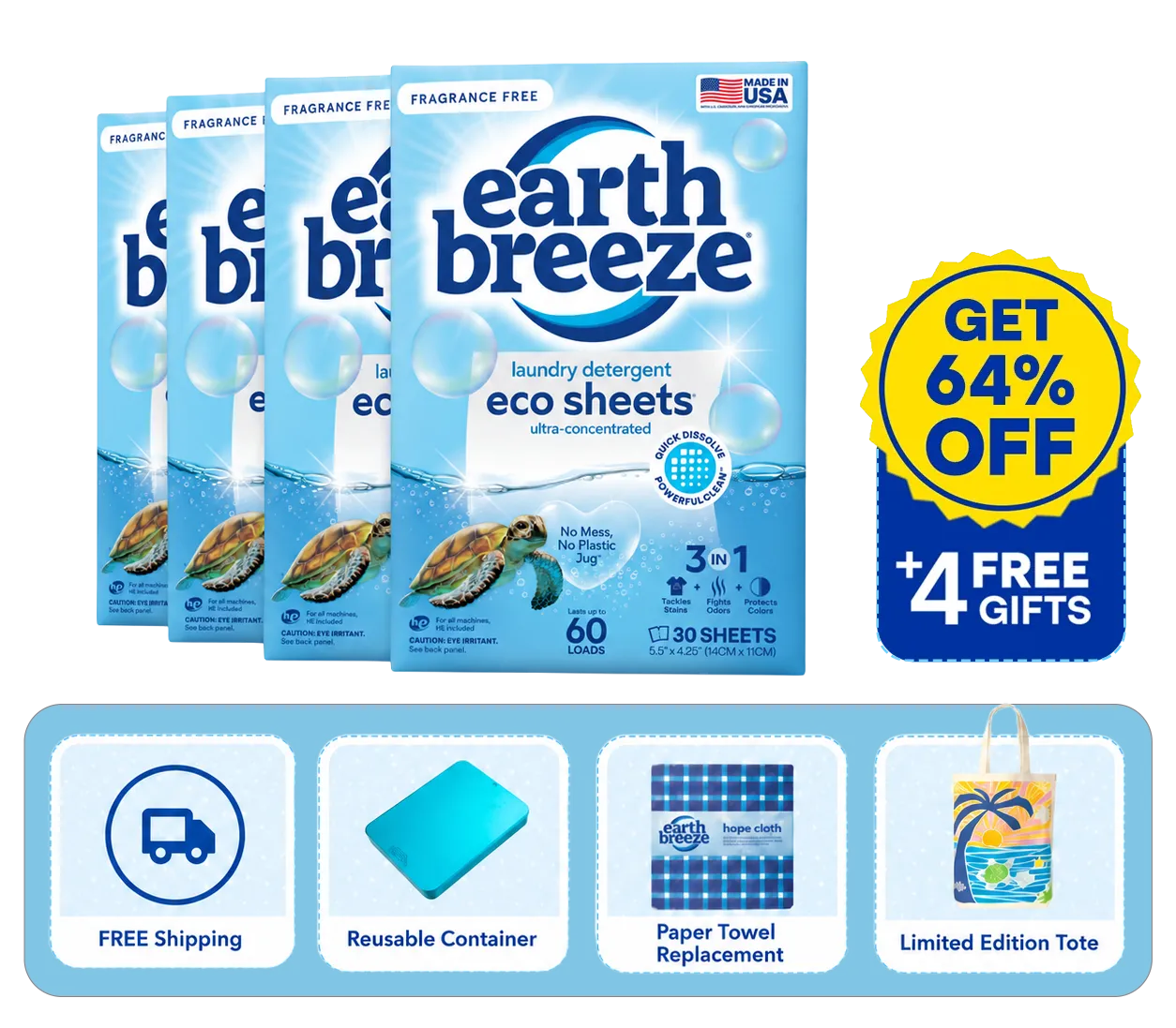 Earth Breeze laundry detergent sheets